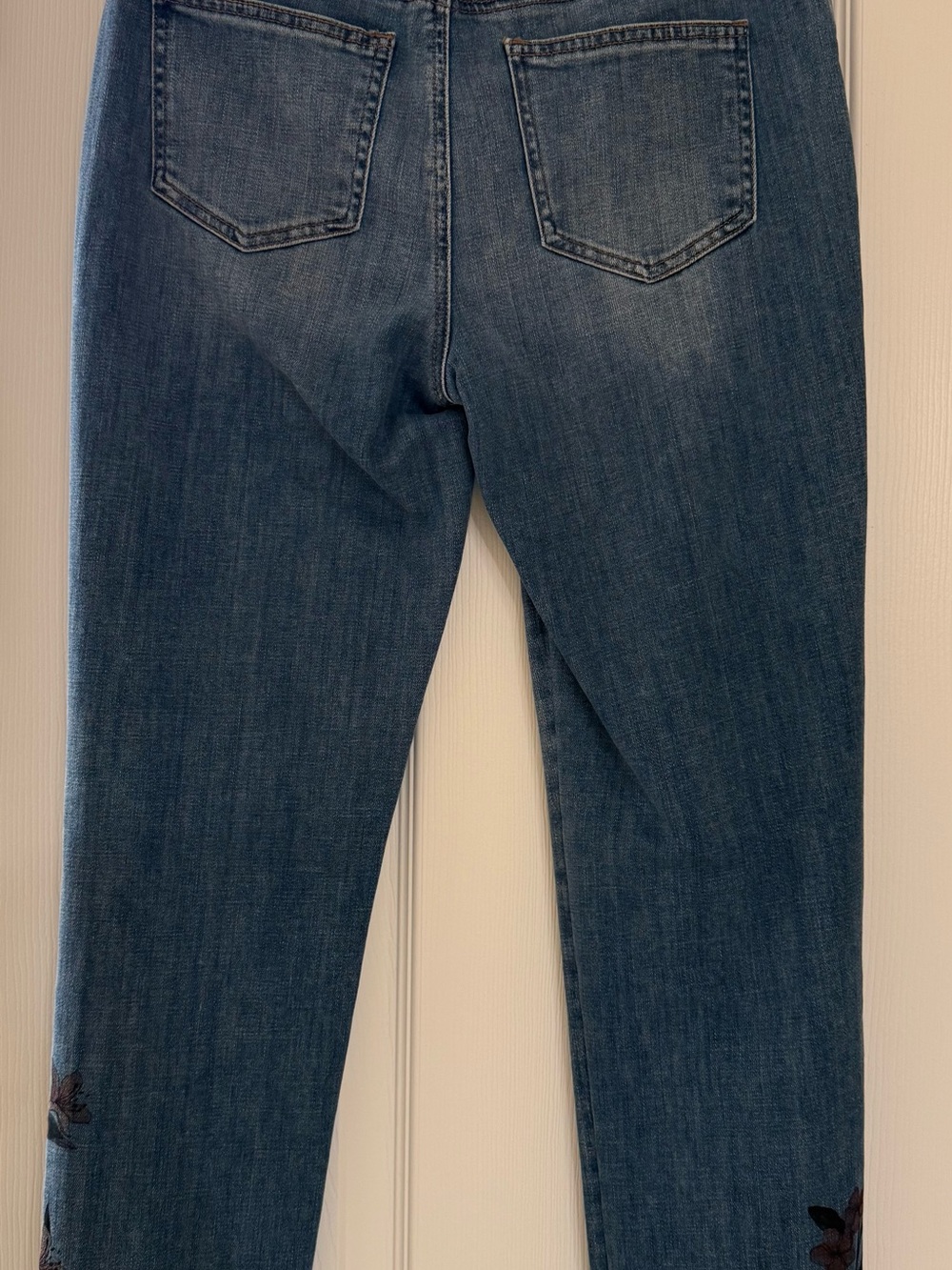 Chico's Denim Straight-Leg Jeans with Floral Hem - Picture 2 of 7